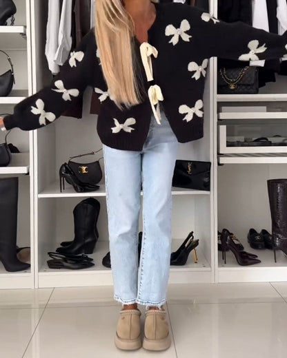 Esmeralda - Pearl-trimmed Ribbon Cardigan