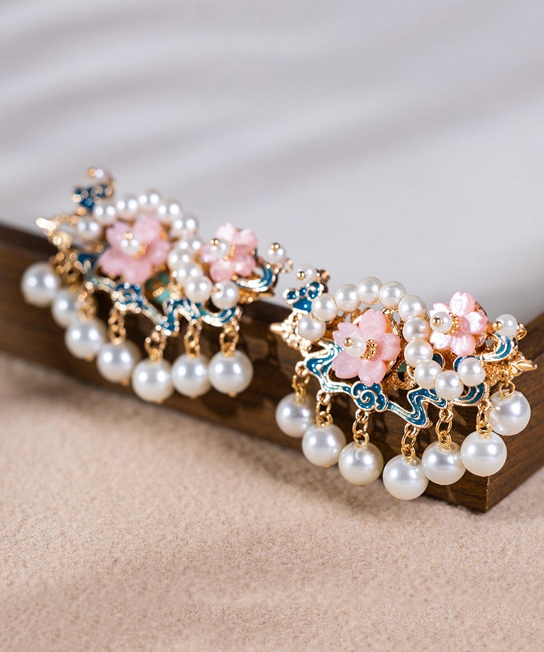 Chinese Style Gold Alloy Pearl Tassel Hairpin
