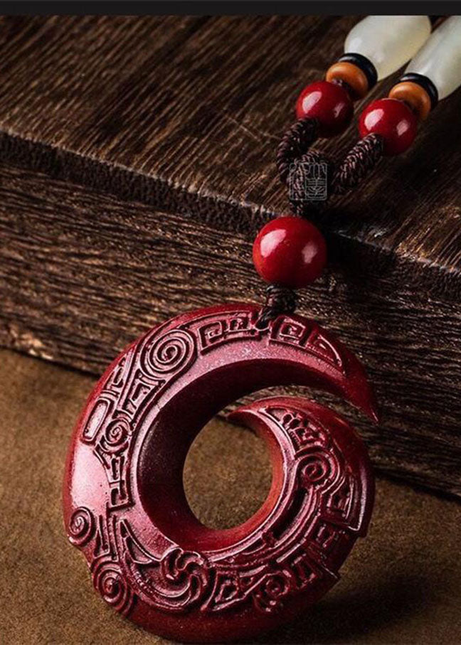 Red Jade Cinnabar Pendant Necklace
