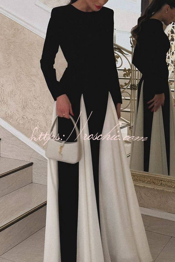 Getting Glam and Panelled Tulle Long Sleeve A-line Maxi Dress