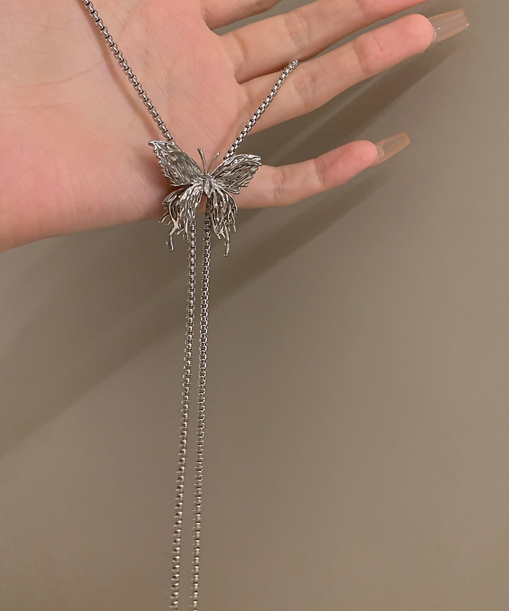 Silk Overgild Butterfly Tassel Necklace