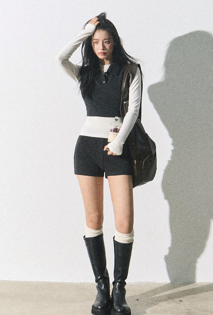 Minimalist Cropped Cardigan/vest/short