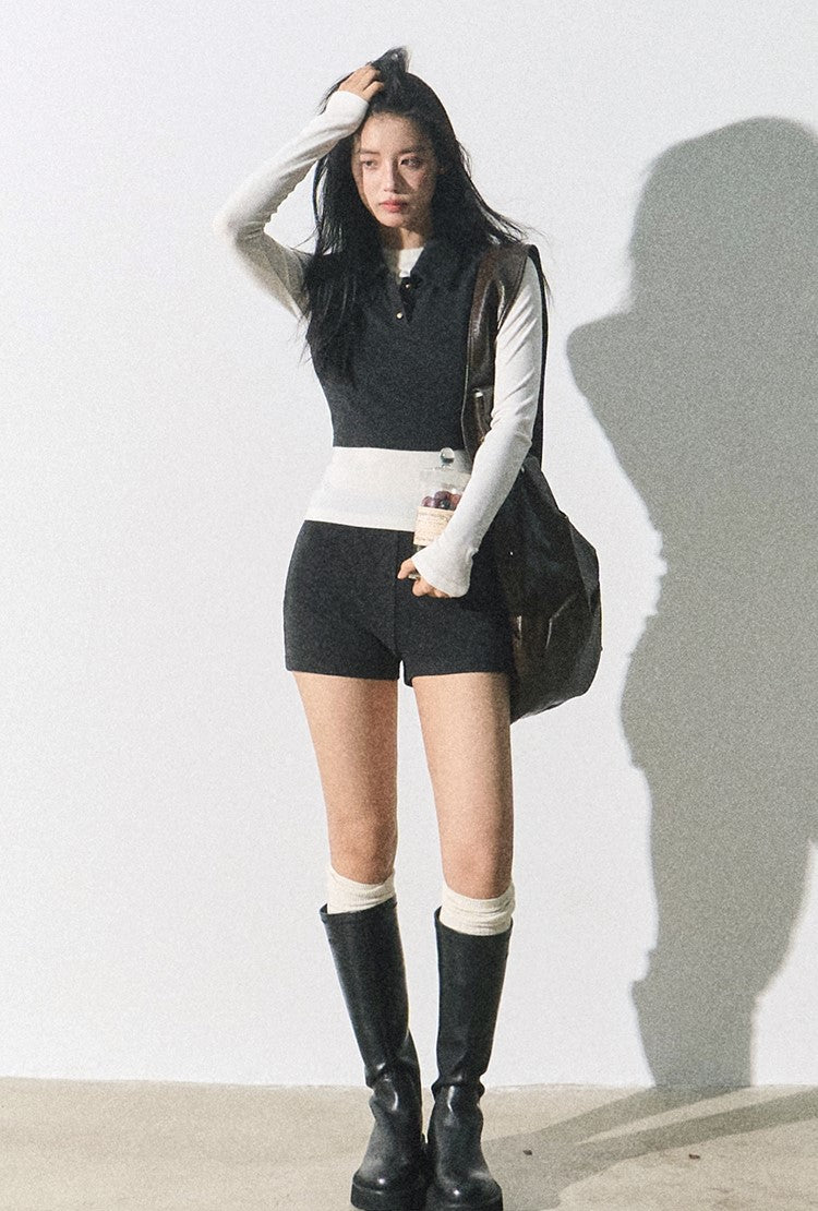 Minimalist Cropped Cardigan/vest/short