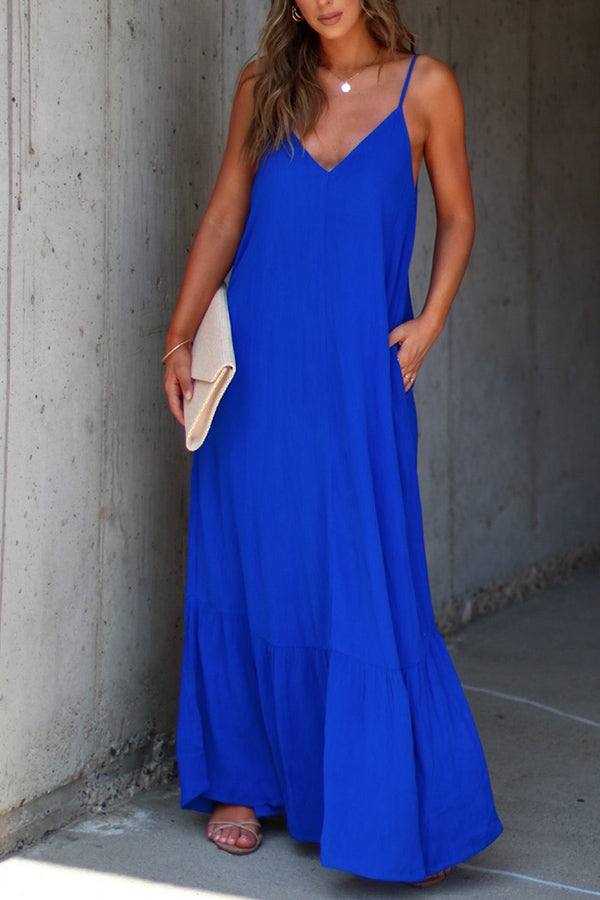 Kimonie Pocket Plain Maxi Dress