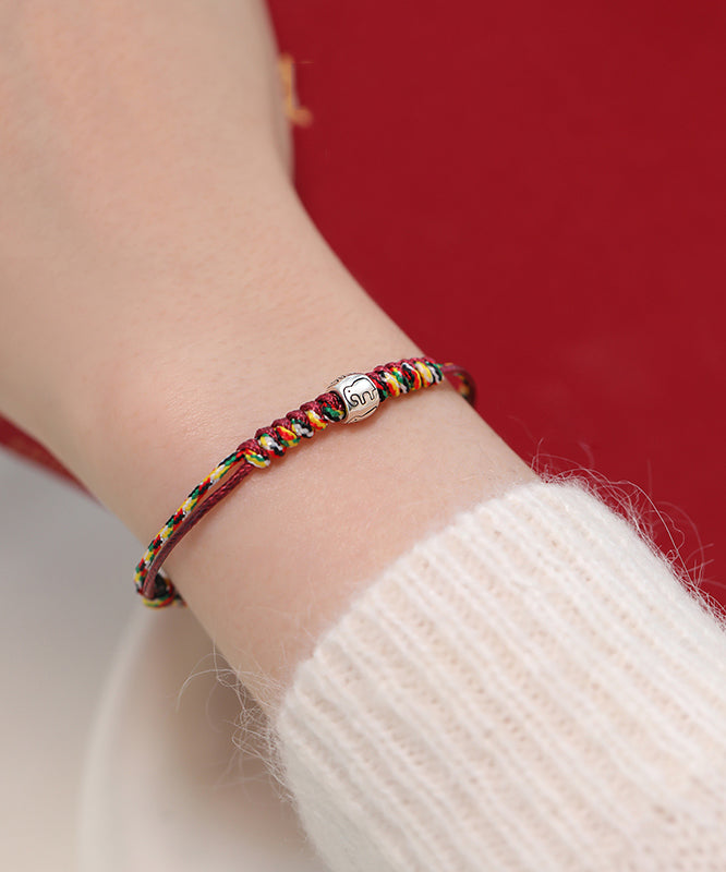 Red Sterling Silver Elephant Bracelet
