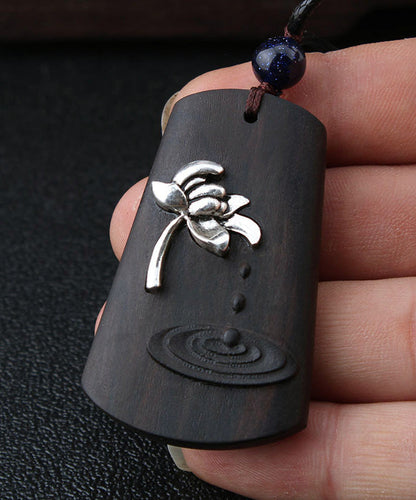 Simple Black Overgild Ebony Pendant Necklace