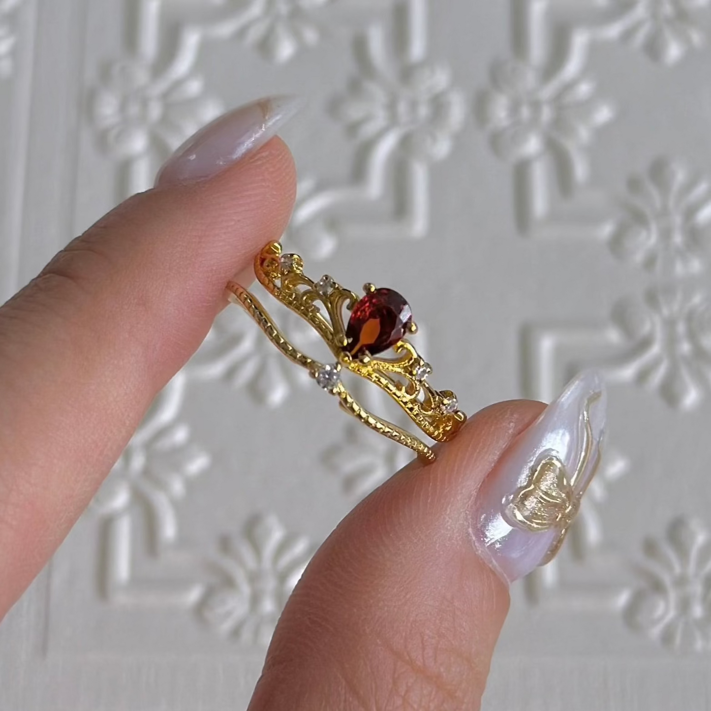 Garnet Tiara Ring Set