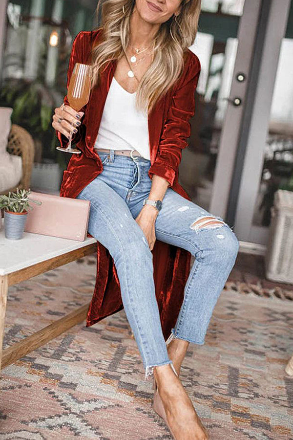 Velvet Cardigan Without Buttons