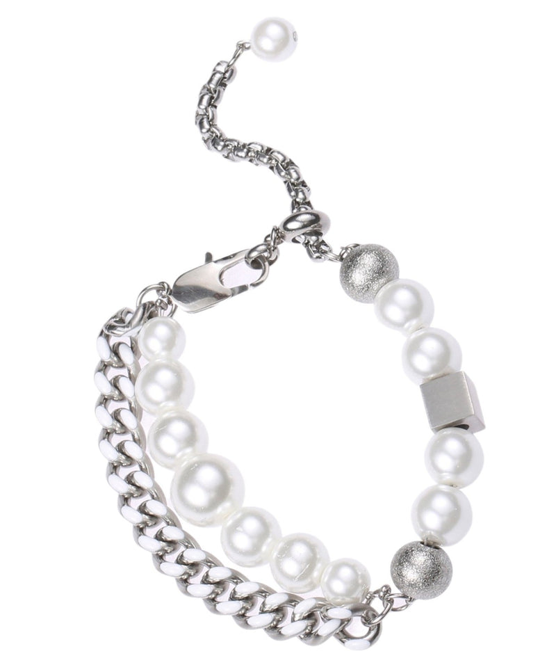 Brief Stainless Steel Pearl Chain Charm Bracelet