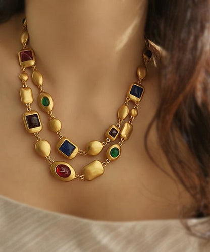 Gold Copper Overgild Bilayer Coloured Glaze Necklace