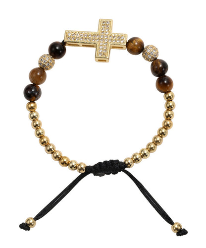 Gold Copper Overgild Zircon Cross Charm Bracelet