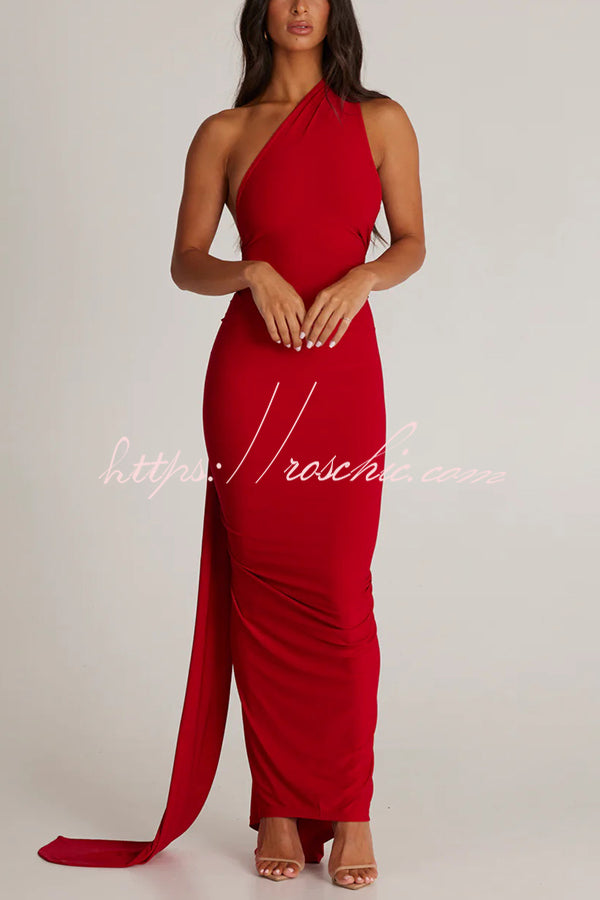Backless Pleated Slim Color Sleeveless Maxi Dress