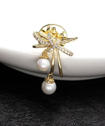 Gold Copper Overgild Zircon Pearl Butterfly Brooches