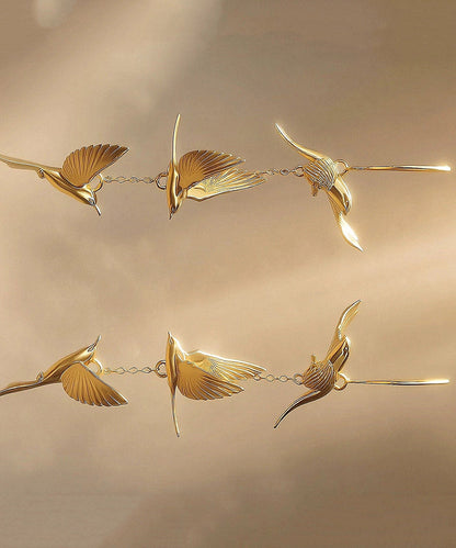 Style Gold Copper Overgild Swallow Drop Earrings
