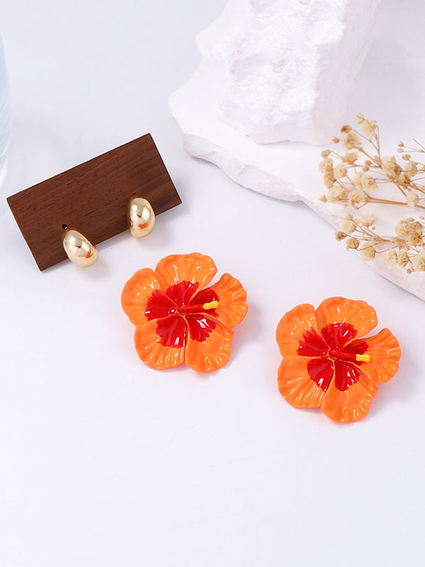 Flower Shape Earrings 3pcs Accessories + Rings Accessories