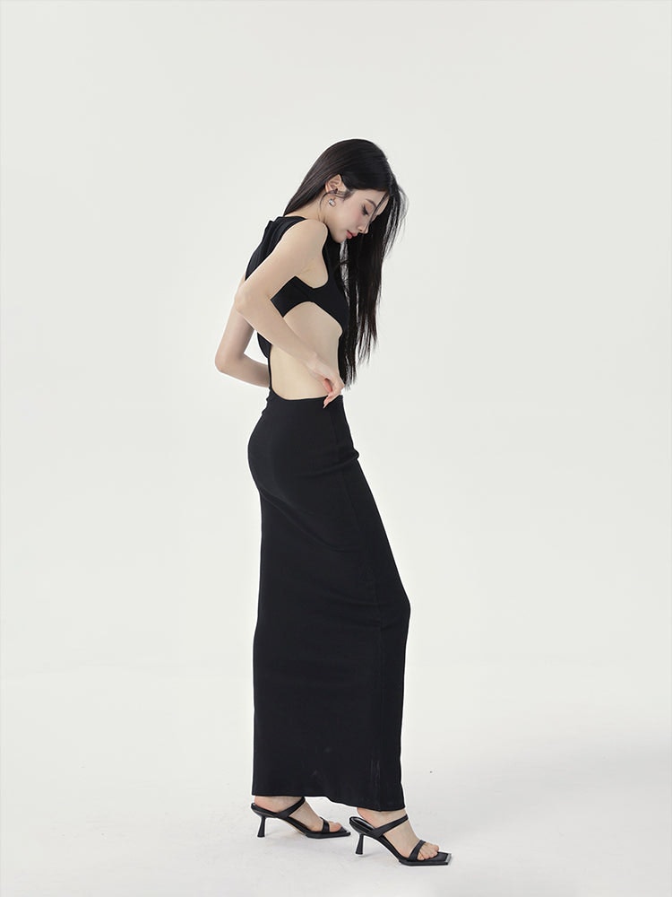 Black Cutout Sleeveless Maxi Dress