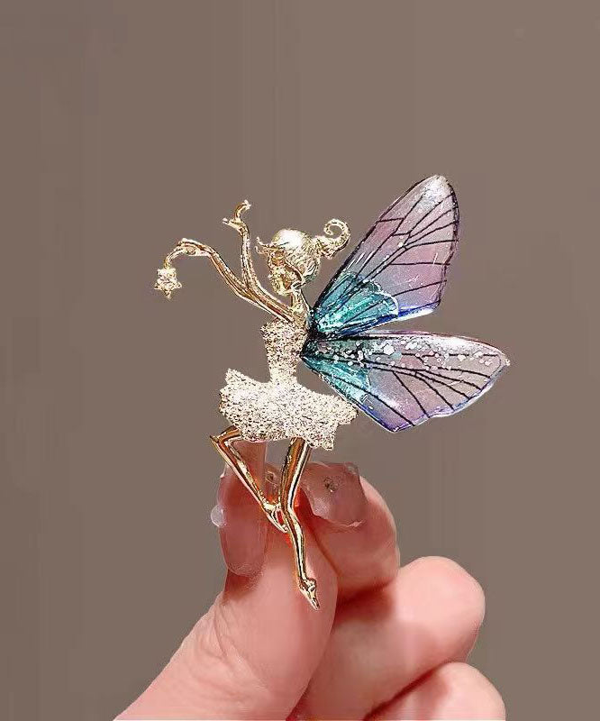 Diy Green Alloy Zircon Belle Butterfly Brooches