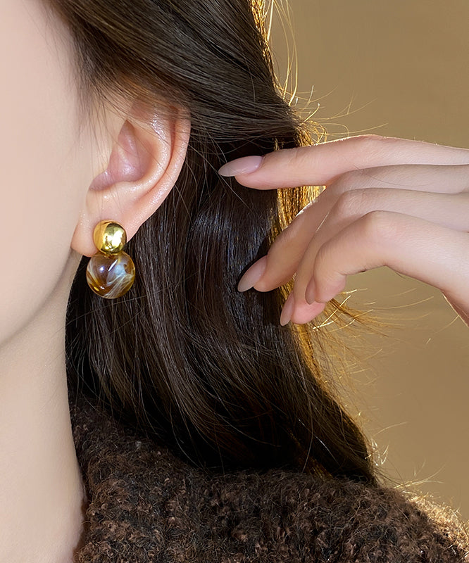 Coffee Copper Alloy Planchet Stud Earrings