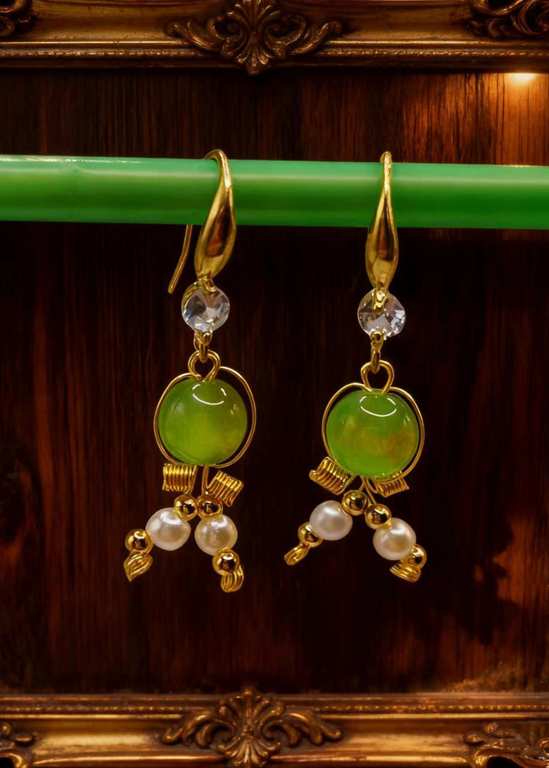 Grass Green Fine Crystal Original Design Drop Earrings