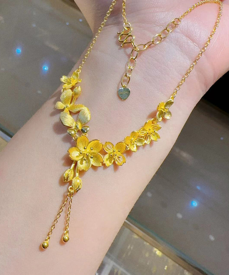 New Gold Sterling Silver Overgild Tassel Pendant Necklace
