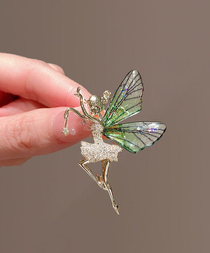 Diy Green Alloy Zircon Belle Butterfly Brooches