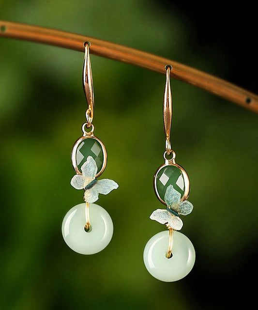 Regular Green Sterling Silver Coloured Glaze Drop Earring