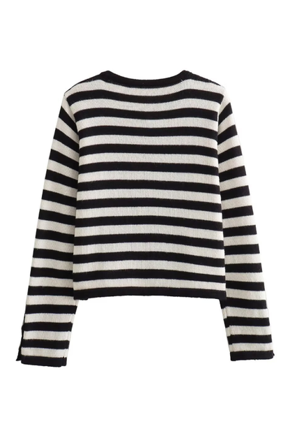 Slim Fit Striped Cardigan Cropped Top