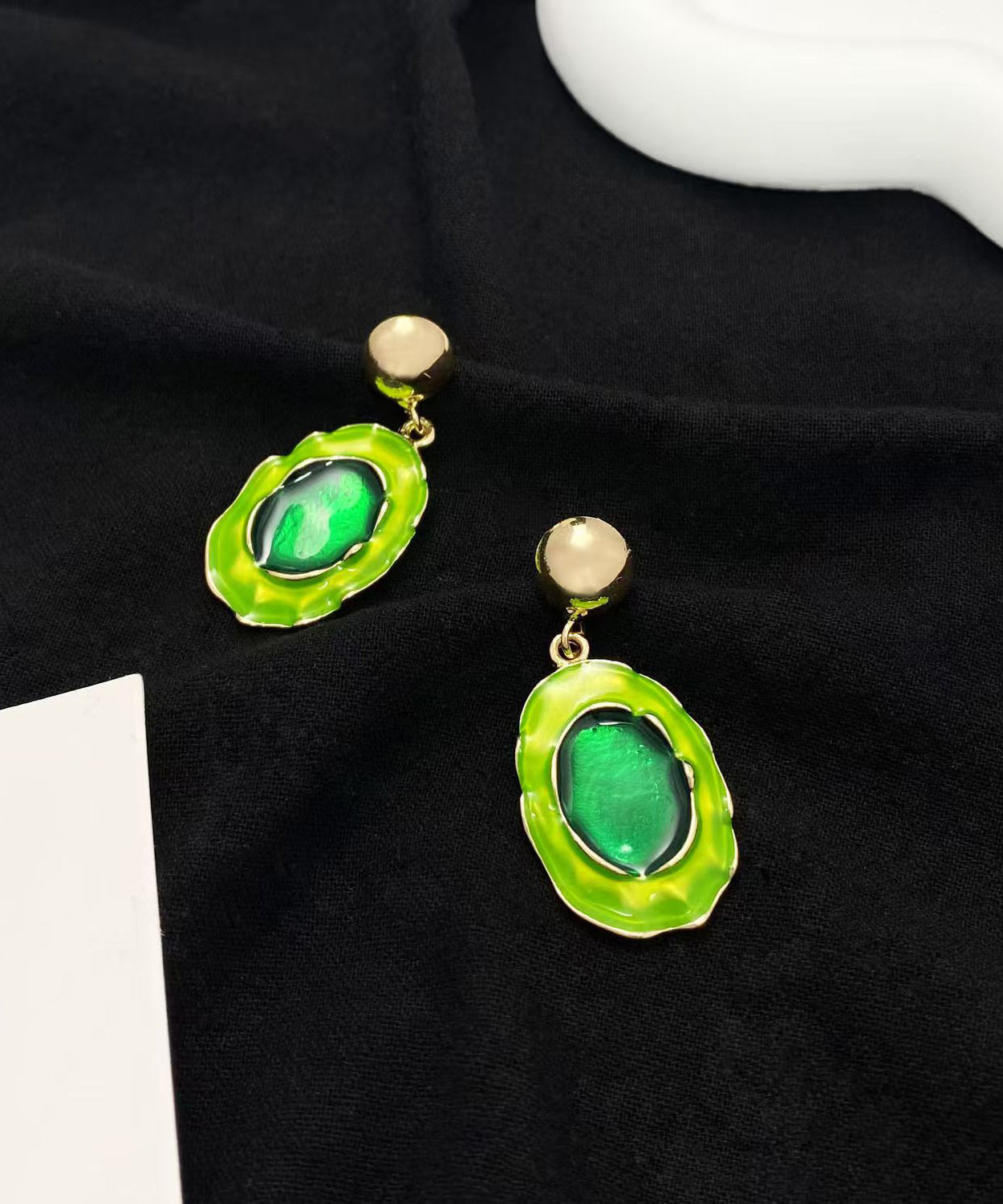 Green Sterling Silver Alloy Pearl Drop Earrings
