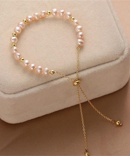 Handmade Original Design Pink Pearl 14k Gold Bracelet