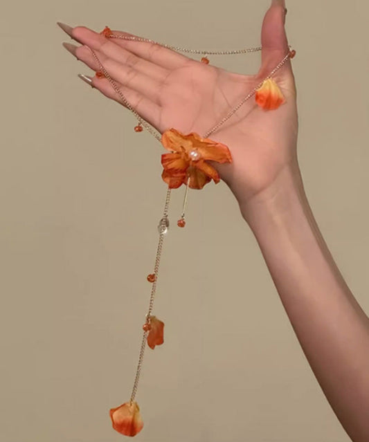 Beach Orange Alloy Tassel Pendant Necklace