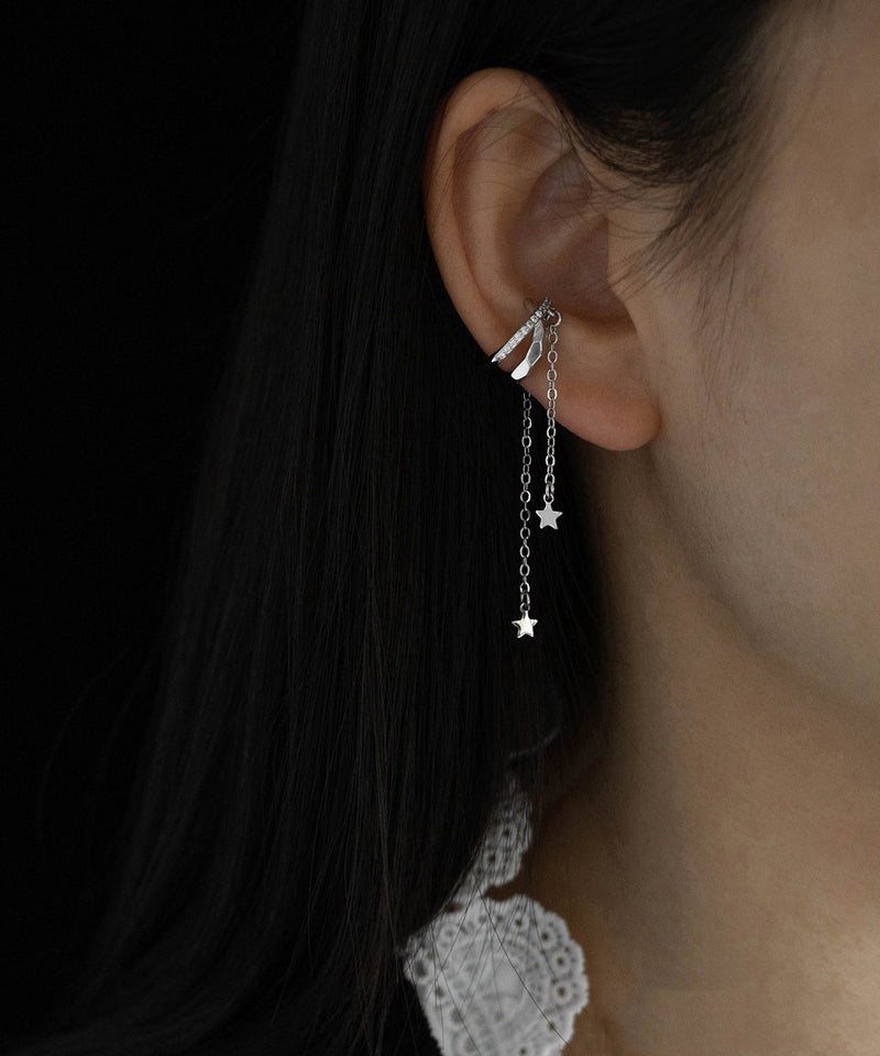 Stylish Silk Copper Zircon Star Tassel Drop Earrings
