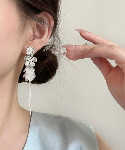 Style Silk Copper Alloy Acrylic Zircon Tassel Drop Earrings