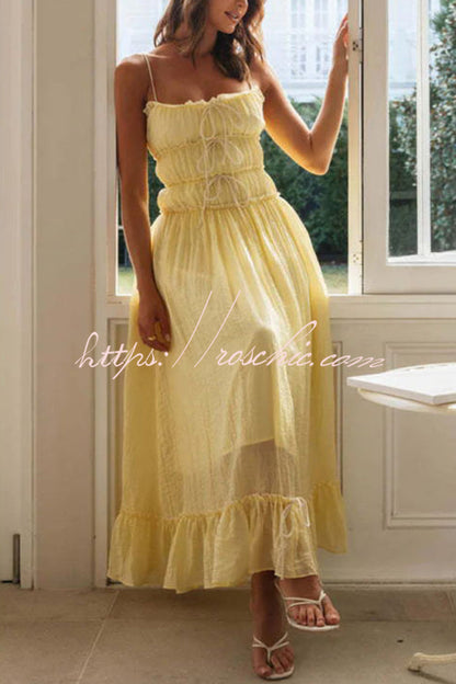 Strappy Pleated Paneled Strap Maxi Dress