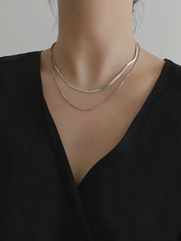 Simple Color Multi-layered Choker Necklaces Accessories