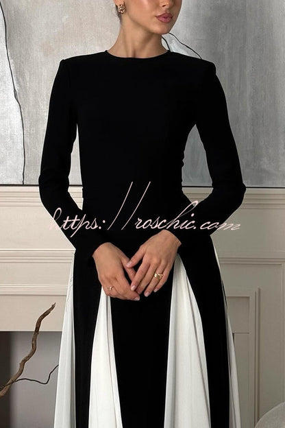 Getting Glam and Panelled Tulle Long Sleeve A-line Maxi Dress