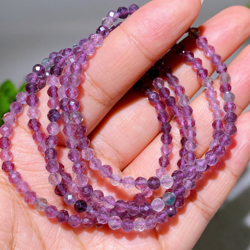 4mm Rose Quartz Faceted Crystal Healing Bracelet