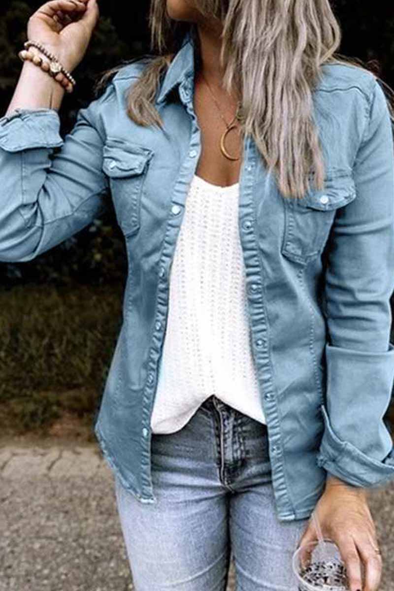Long Sleeve Color Blouse(4 Colors)