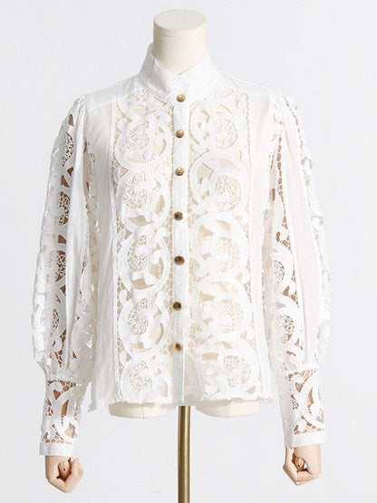 French Crochet Shirt Top & Shorts Coord Set