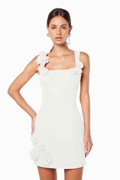 Color 3d Strap Mini Dress