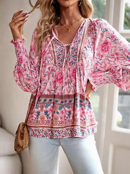 Ruffle V-neck Blouse