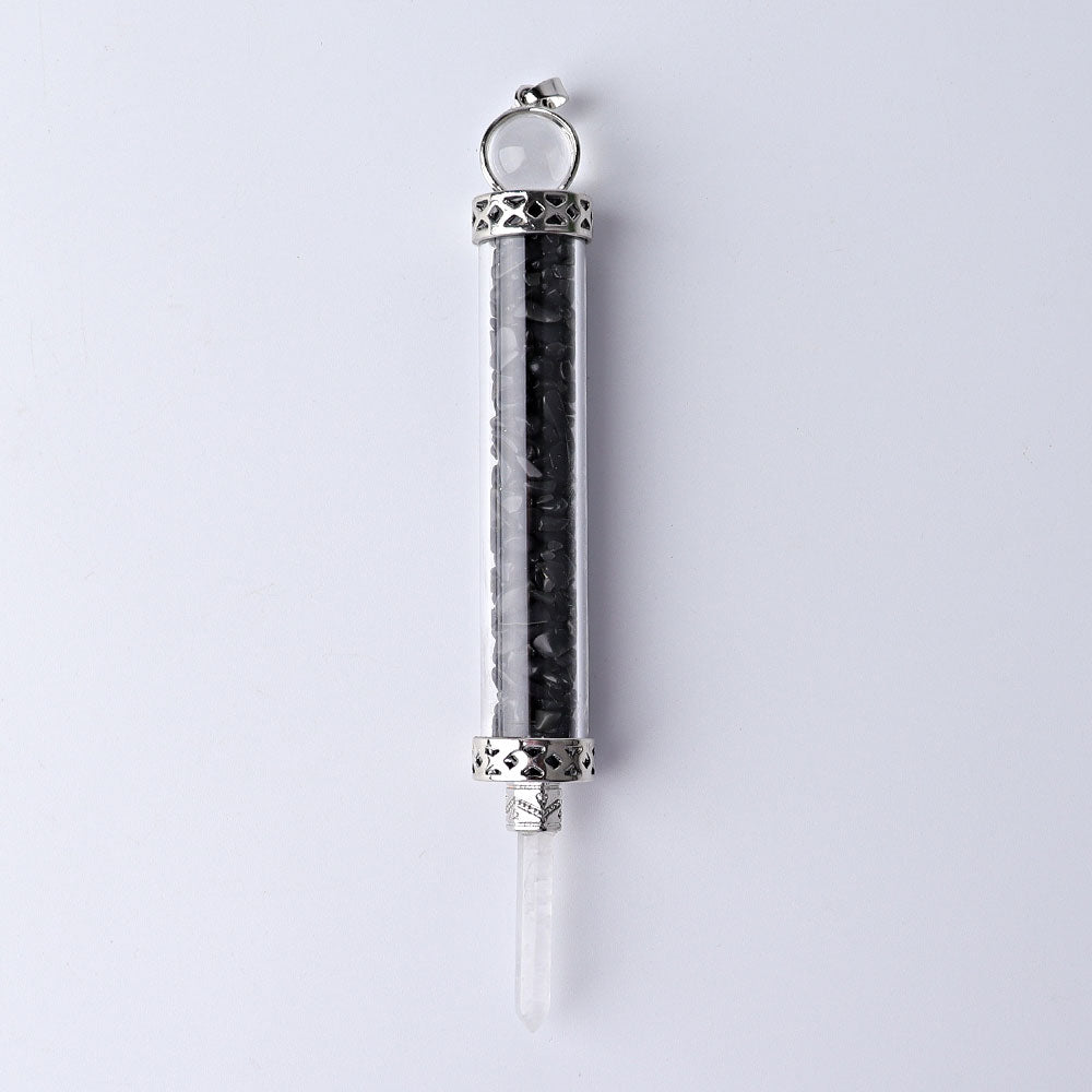 5 Inch Crystal Pendant Filled With Healing Chips