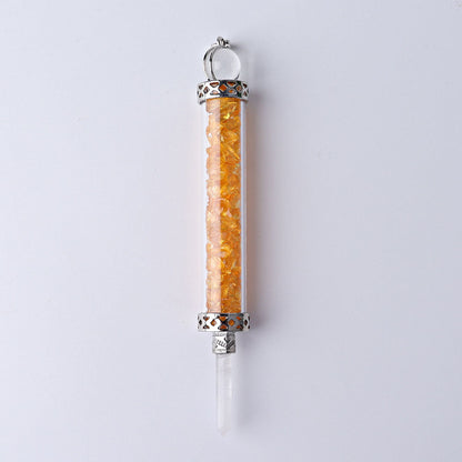 5 Inch Crystal Pendant Filled With Healing Chips