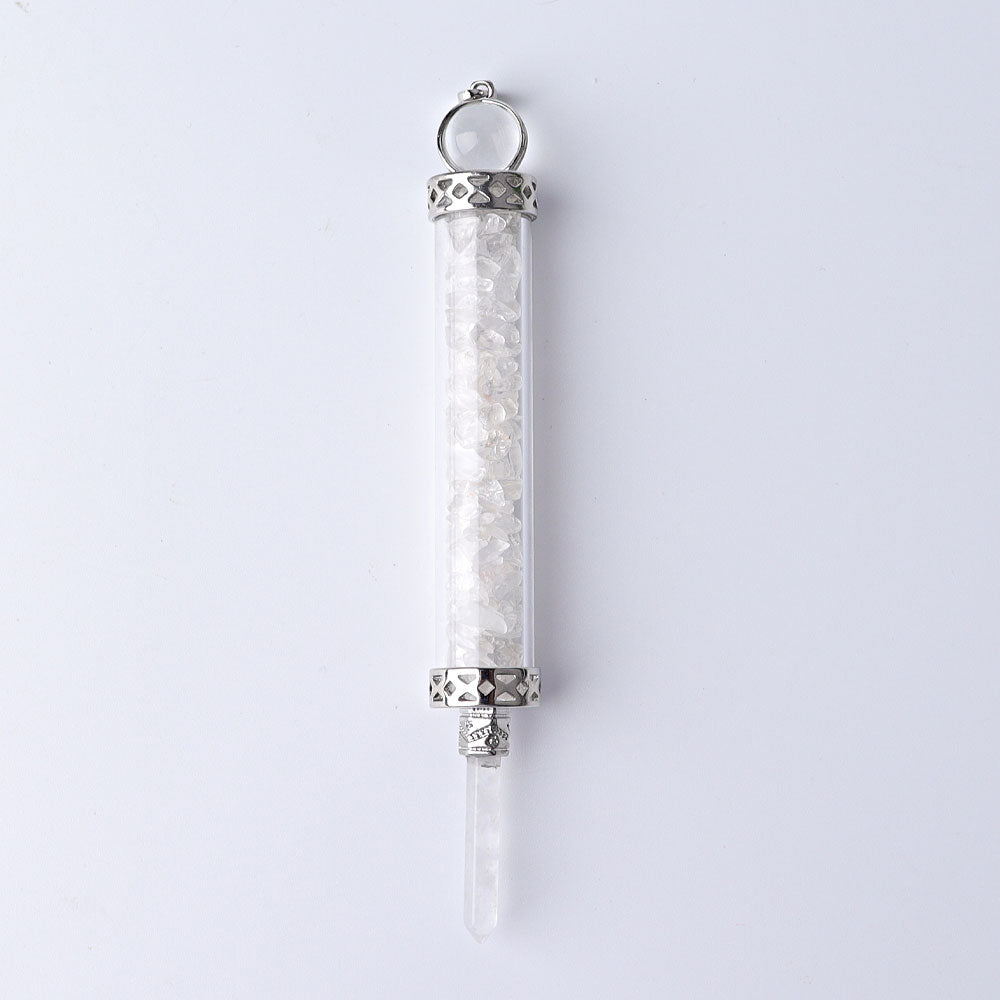 5 Inch Crystal Pendant Filled With Healing Chips