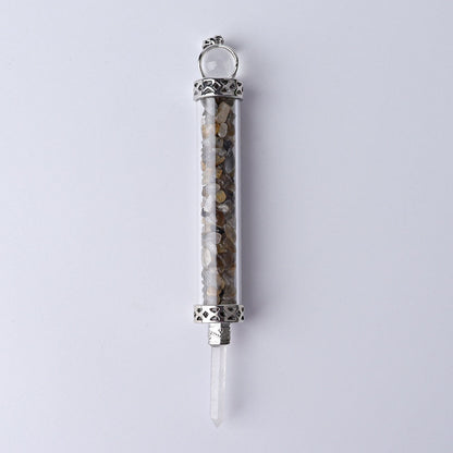 5 Inch Crystal Pendant Filled With Healing Chips