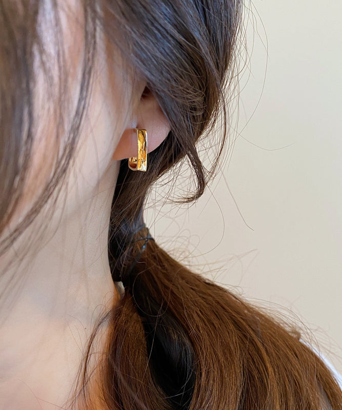 Regular Gold Sterling Silver Alloy Squarehoop Earrings