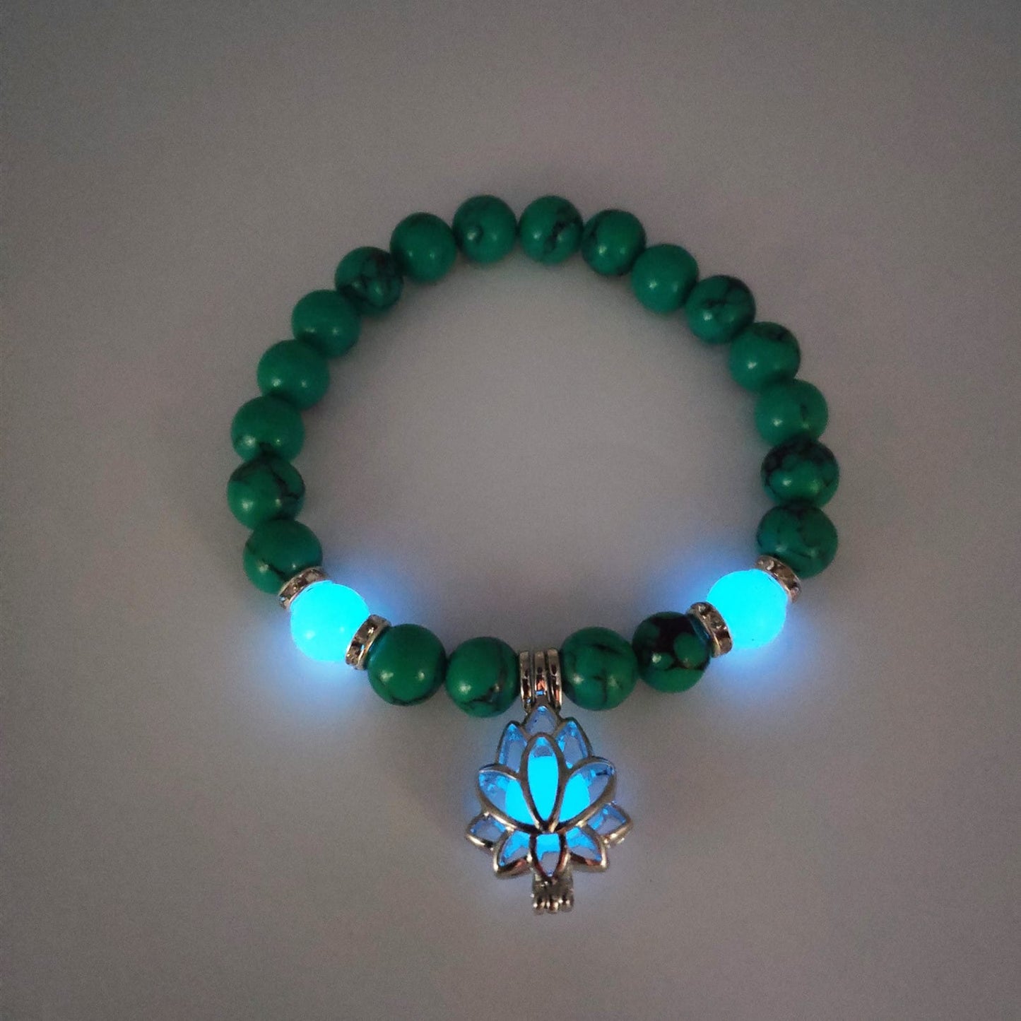 Luminous Lotus Energy Bracelet - Glow-in-the-dark Natural Stone Healing