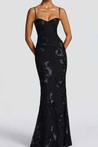 Strapless Embroidered Maxi Dress