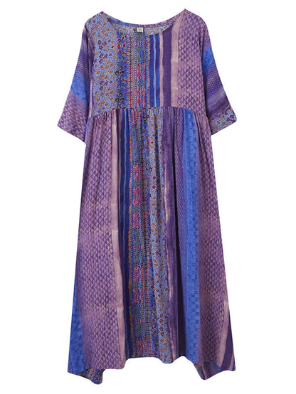Side Pocket Striped Printed Midi Dress