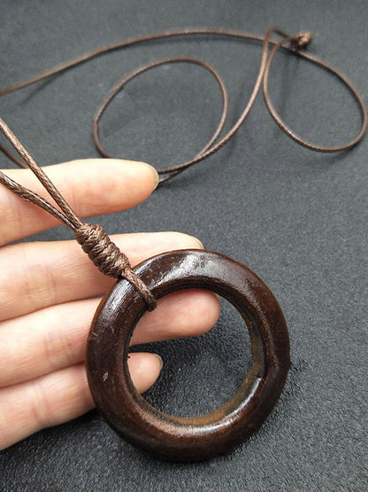 Handmade Wood Geometric Leaf Necklace