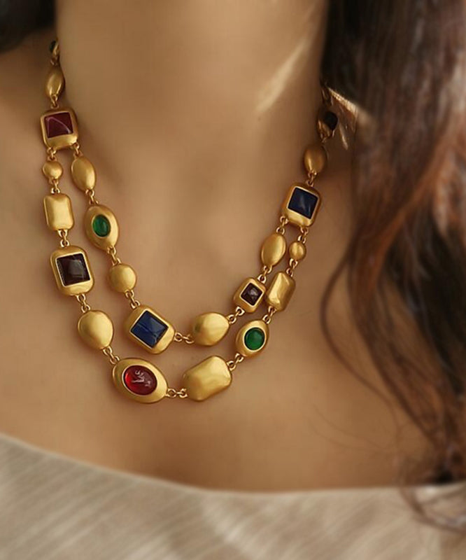 Gold Copper Overgild Bilayer Coloured Glaze Necklace